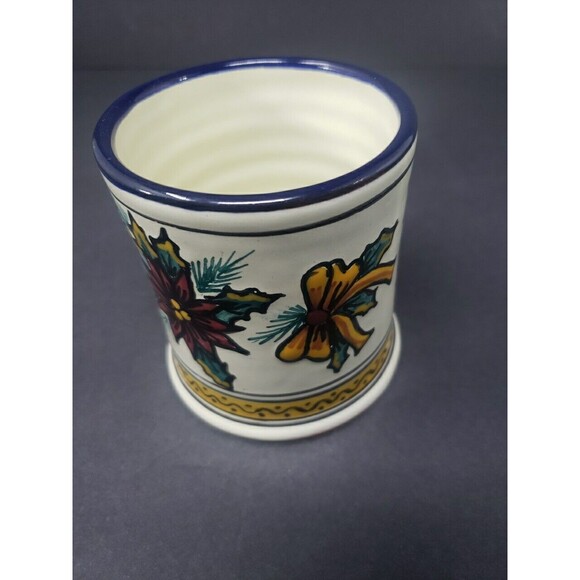 Talavera Pottery Coffee Mug Puebla Mexico Poinsettia Christmas Hand Painted - Picture 13 of 15